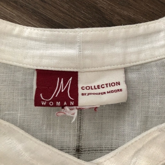 Jennifer Moore women’s white distressed plaid button down top size measures XL - Picture 7 of 8